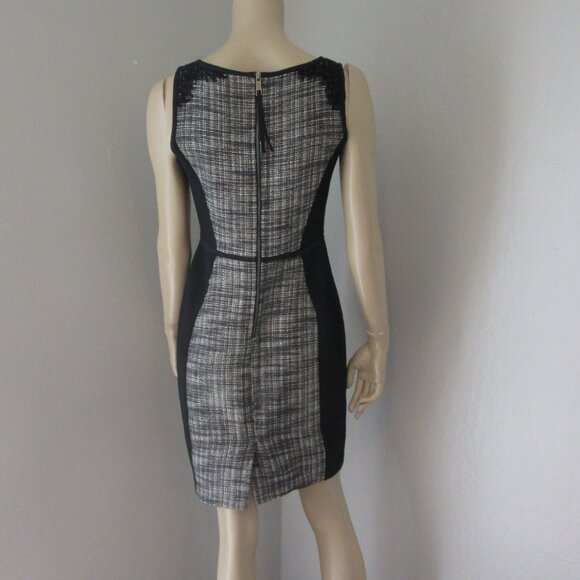 LOFT Black & White Sleeveless Sheath Size 2 Back Zip Dress - Picture 2 of 4